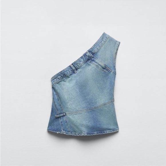 Zara symmetrical denim top - Picture 2 of 8